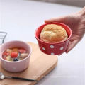 Small Cute Colored Porcelain Reusable Round Baking Bowl Manufacturers Dessert Fruit Salad Polka Dot Serving Ceramic Bowl